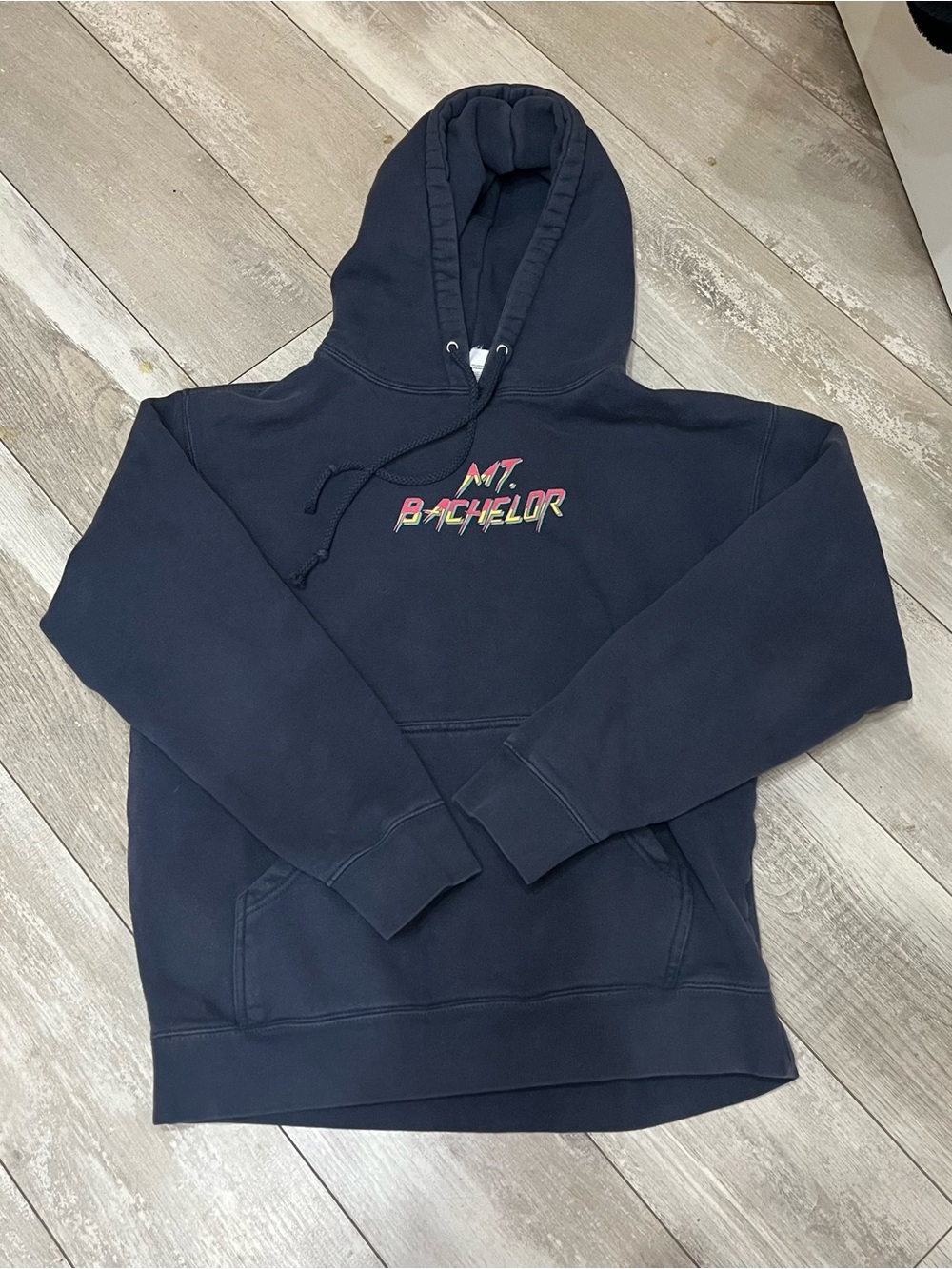 Retro Mt. Bachelor Oregon Ski Resort Graphic Pullover Gorpcore Snow Hoodie SZ S
